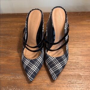 AREZZO Plaid Textile Sling Back Pumps